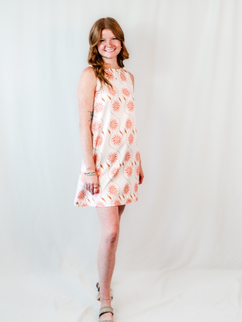 Pink Sand Round Neck Mini Dress